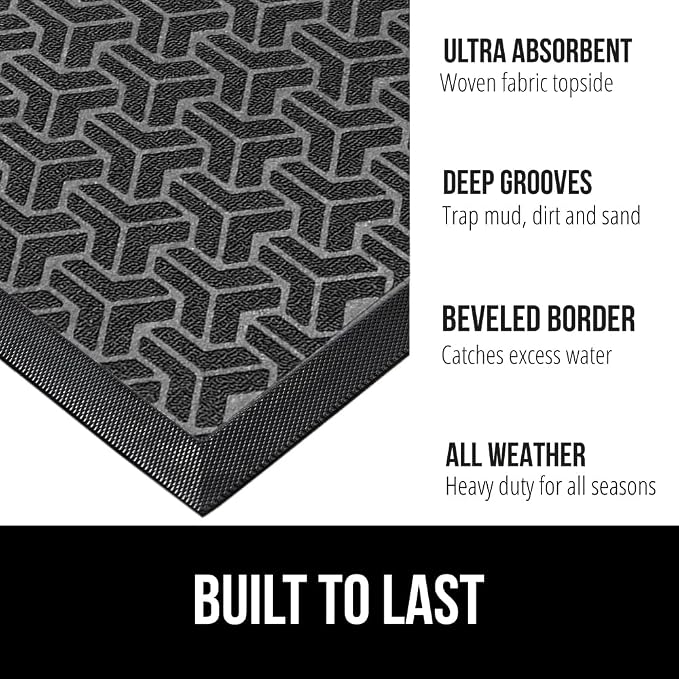 GORILLA GRIP 100% Waterproof All-Season WeatherMax Doormat, US Designed Natural - Image 2