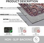 Old Carpet Texture Bathroom Mat Rugs Abstract Ornament Milky Blue Microfiber - Image 6