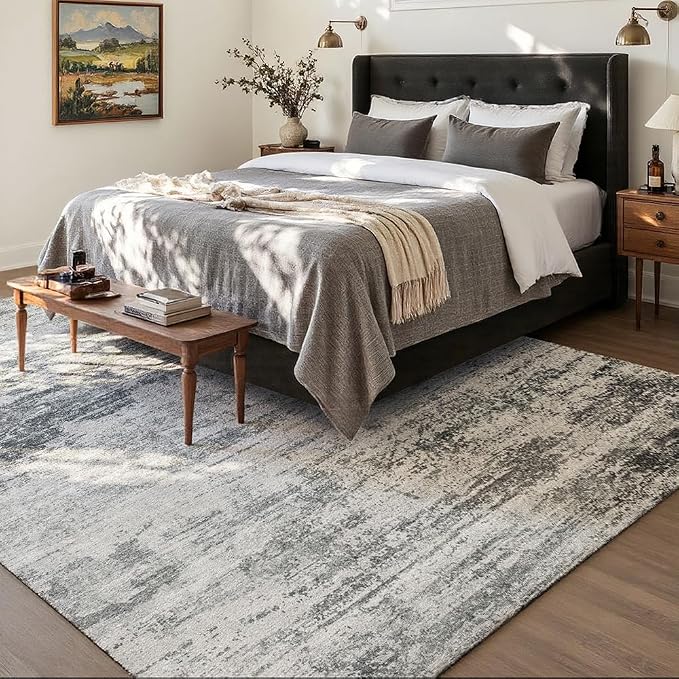 Area Rug 4x6 Washable Rug Grey for Living Room, Dining Room, Large Carpets - Image 2