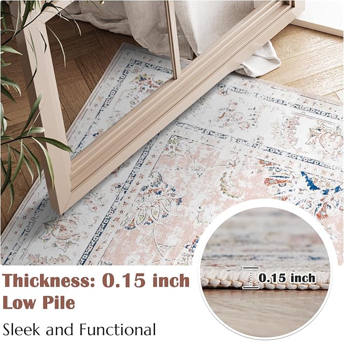 jinchan Fiora Long Hallway Runner Rug 2x12 Machine Washable Runner Rug Pink - Image 6
