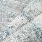 2x7 Washable Runner Rug Blue Cream Abstract Hallway Kitchen Throw Rug Neutral - Image 9