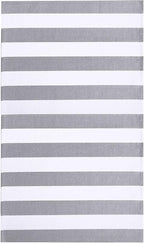 KOZYFLY Grey and White Striped Rug 4'x6' Indoor Outdoor Rug Cotton Hand-Woven - Image 8