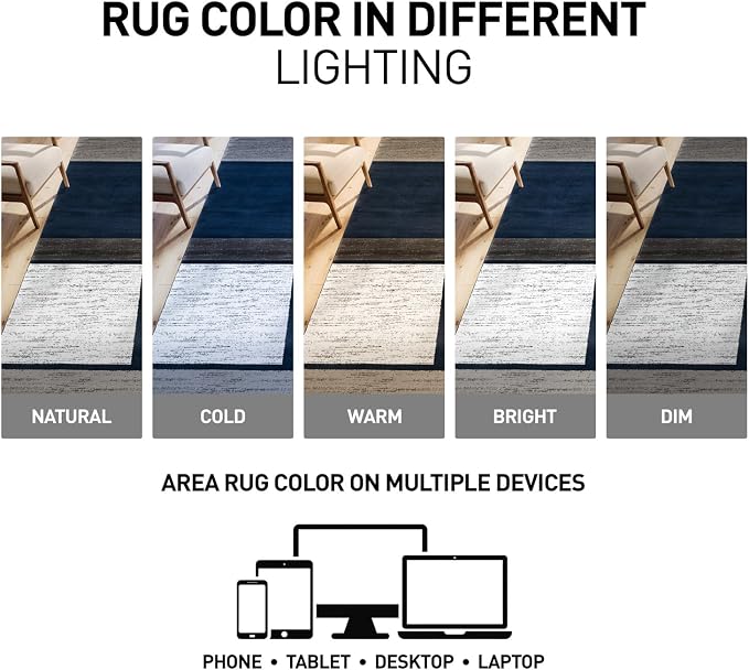 Rugshop Contemporary Modern Boxes Area Rug 6' 6" Navy - Image 5
