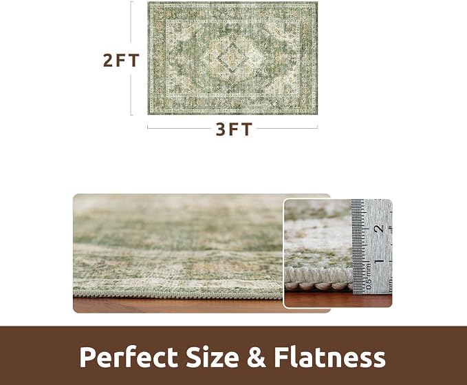 AMOAMI-2X3 Small Rug-Washable Rugs Entryway Mat Indoor-Soft Vintage Non Slip - Image 2