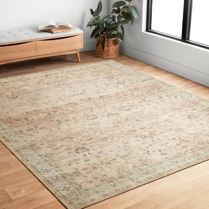Loloi Hathaway Collection HTH-06 Blush/Multi 5'-0" x 7'-6", .25" Thick Area Rug - Image 2