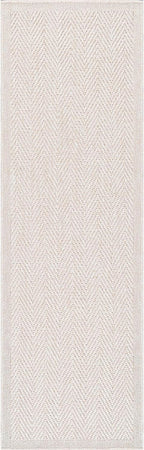 CAMILSON Indoor and Outdoor Runner Rug Off-White Herringbone Seagrass Boho - Image 2