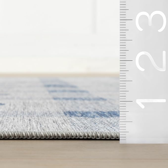 Dash & Albert Valen Plaid Blue Machine Washable Rug, 6 X 9 Feet - Image 3