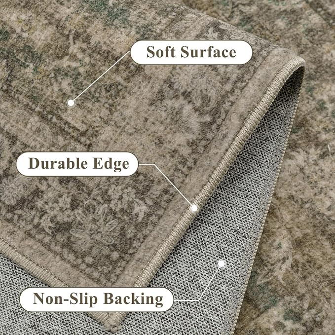 2x8 Brown Area Rug Runners for Hallways Washable Vintage Distressed Carpet Low - Image 9