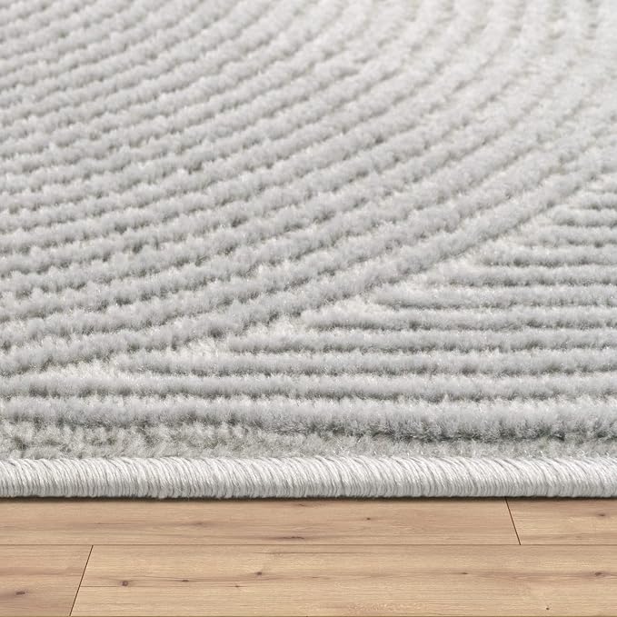 Paco Home Modern Area Rug with Minimalist Arched Lines in Neutral Grey - Image 3