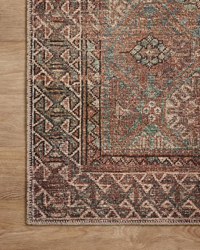 Loloi Amber Lewis Billie Collection, Aqua & Rust 2'-0" x 5'-0" Area Rug – - Image 9