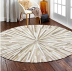 Faux Cowhide Round Area Rug | Non-Slip Leather Floor Carpet - Image 2