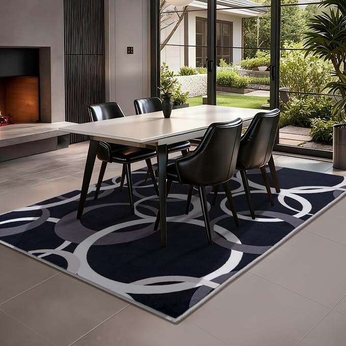 YIHOUSE 5x7 Ft Area Rugs, Concentric Circle Carpet Washable Rug, Home Office - Image 5