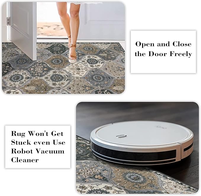Lahome Moroccan Trellis Round Area Rugs, Washable Small Round Rug 3ft Non-Slip - Image 4