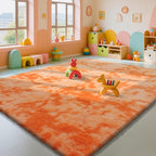 Mottling Orange Fluffy Rug Shaggy Area Rug, 9x12 Area Rugs by Yongyangjuxi