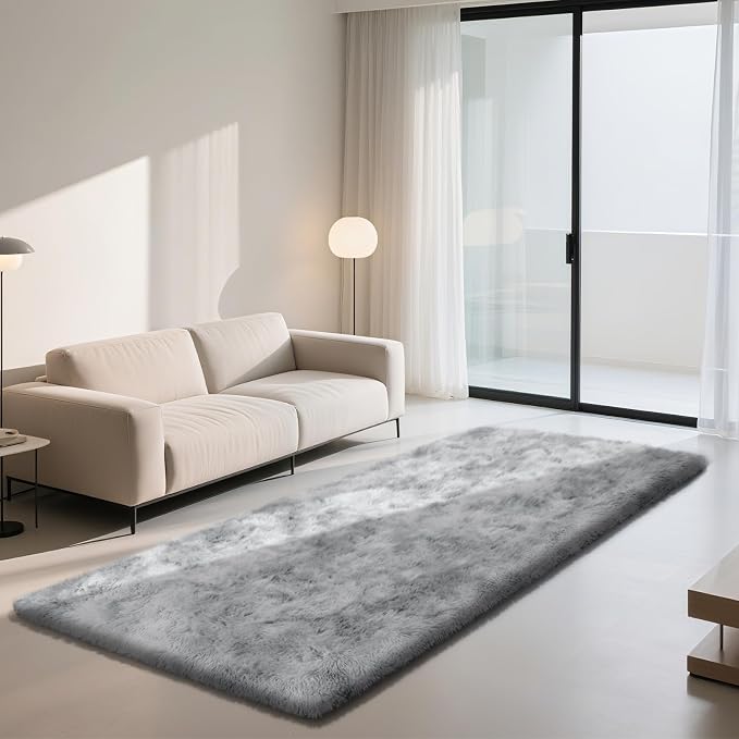 Soft Runner Rugs for Bedroom, Mottling Grey 2x8 Runners for Hallways Fluffy Rug - Image 3