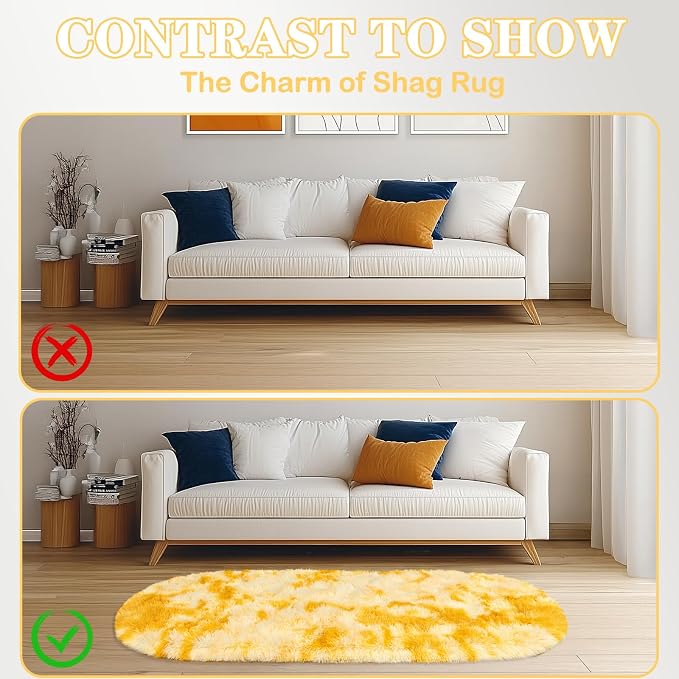 Soft Fluffy Area Rug for Bedroom, Fuzzy Shaggy Oval Throw Rugs for Bedside - Image 8