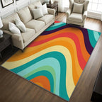 Retro Rugs for Living Room 70s -Abstract Wave Rug, 3x5 ft, Colorful Rainbow - Image 2