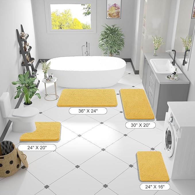 OLANLY Bathroom Rugs 47x20, Extra Soft Absorbent Chenille Bath Rugs, Rubber - Image 2