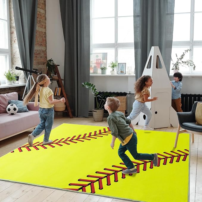 Soft Area Rugs for Bedroom, Softball Gifts for Softballs Lovers, Kids Toddlers - Image 4