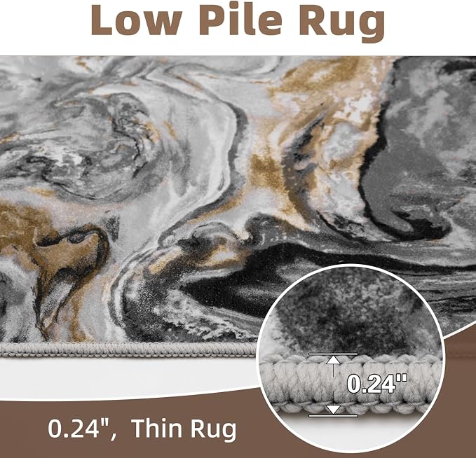 6x6 Round Area Rugs for Living Room, Modern Abstract Rug for Bedroom, - Image 7