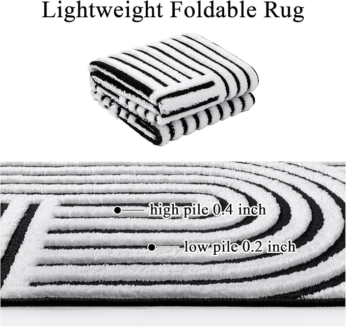 SHACOS Soft Cozy Fluffy Arch Pattern High Low Pile Area Rugs 6'x9' Large Non - Image 4
