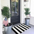 KOZYFLY Black and White Area Rug 27.5x43 Inches Striped Front Door Rug Cotton - Image 3