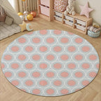 Circle Geometric Print Round Rug Vintage Blue Pink Area Rug Washable 3ft Circle - Image 4