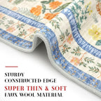Boho Floral Machine Washable Runner Rug 2x6, Garden Yellow-Green Kitchen Runner - Image 3