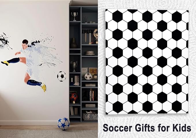 Soft Soccer Rugs for Bedroom, Machine Washable, Cute Bedside Boys Area Rug for - Image 9