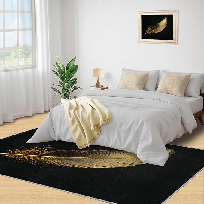Golden Feathers Rugs for Bedroom - Image 4