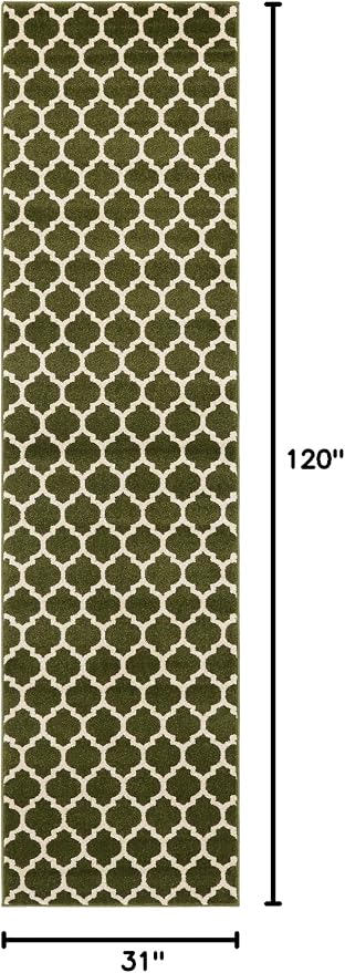 Rugs.com Lattice Collection Rug – 10 Ft Runner Dark Green Medium Rug Perfect - Image 2