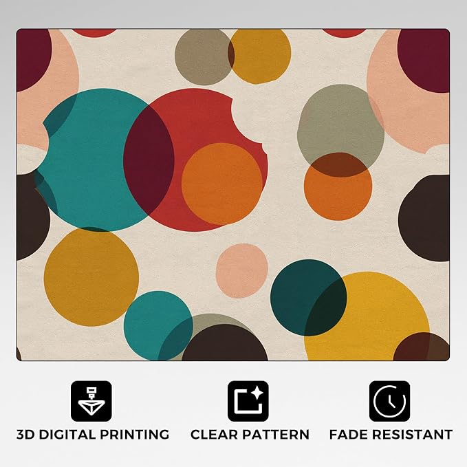 Mid Century Modern Rugs for Home Decor, 7x9 ft, Boho Geometric Circle Area Rugs - Image 5