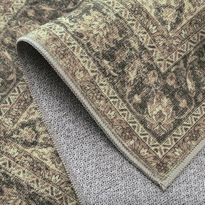 3x10 Washable Brown Runner Rug Vintage Hallway Kitchen Carpet Non-Slip Soft Low - Image 9