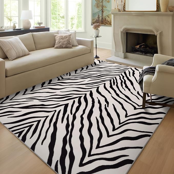YIHOUSE Tiger Washable Area Rugs 6'x9', Ultra Thin Animal Stripe Print Rug by YIHOUSE