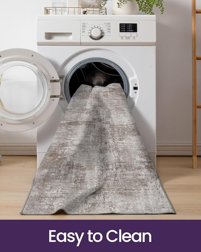 DEXI Hallway Runner Rug 3x8, Modern Abstract Non Slip Thin Soft Runners Carpet - Image 9