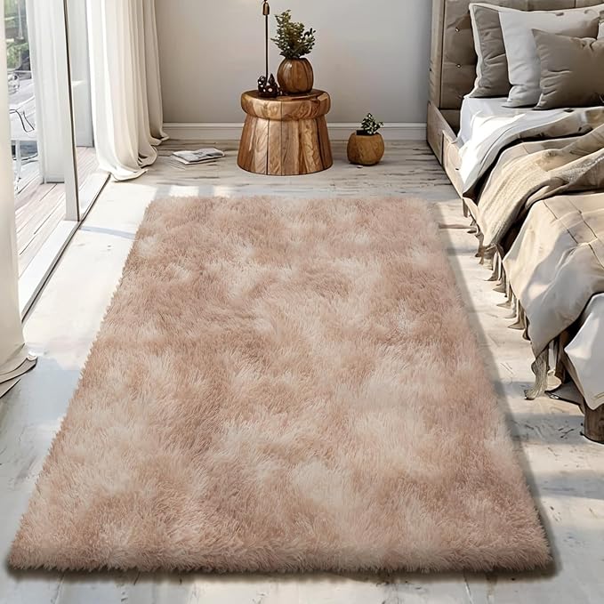 Fluffy Rug Shaggy Area Rug, Mottling Beige 3x5 Area Rugs by Yongyangjuxi