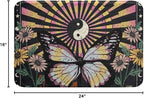 Erosebridal Boho Butterfly Bath Mat Hippie Yin and Yang Non Slip Bath Rugs - Image 3