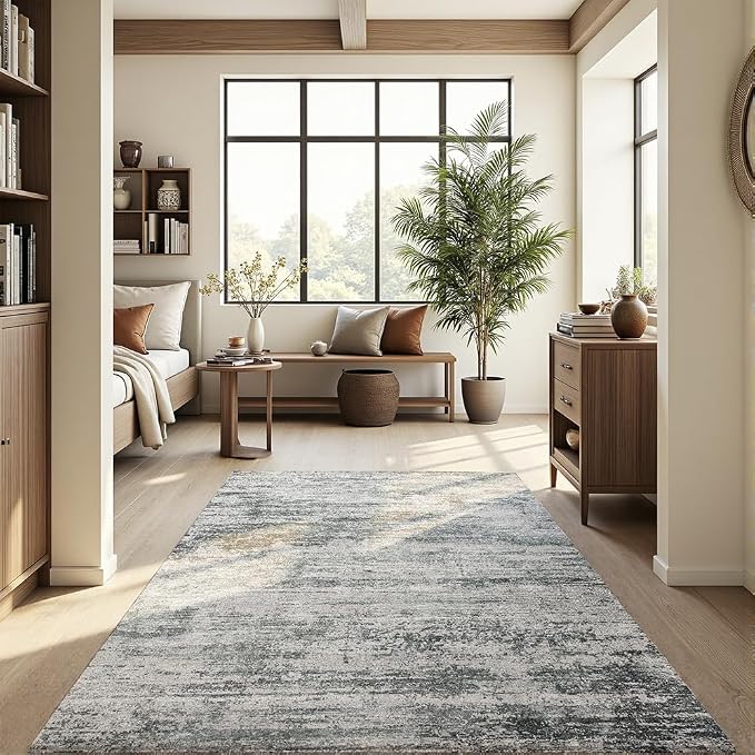 Area Rug 8x10 Washable Rug Grey - Image 3
