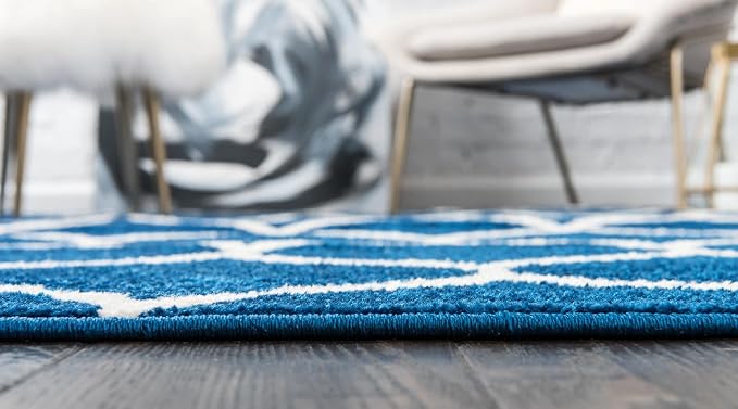 Rugs.com Lattice Frieze Collection Rug – 8' x 10' Navy Blue Medium Rug Perfect - Image 2