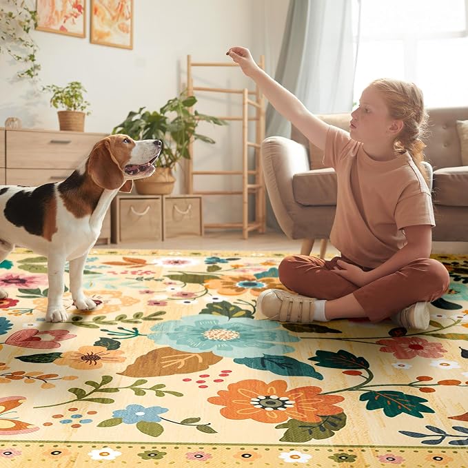 Floral 2x6 Area Rug Machine Washable Soft Print Boho Carpet Non Slip Doormat - Image 9