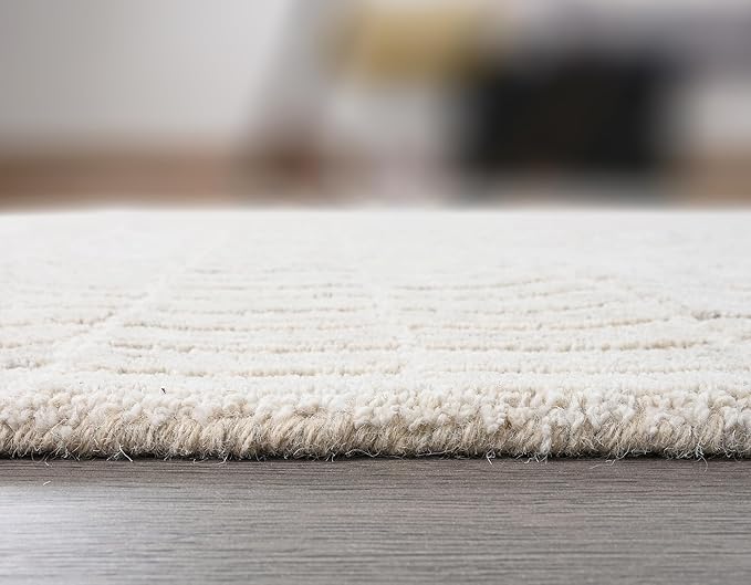 Hand-Tufted 100% Wool Area Rug – Unique Modern Geometric Grid Pattern, Soft - Image 7