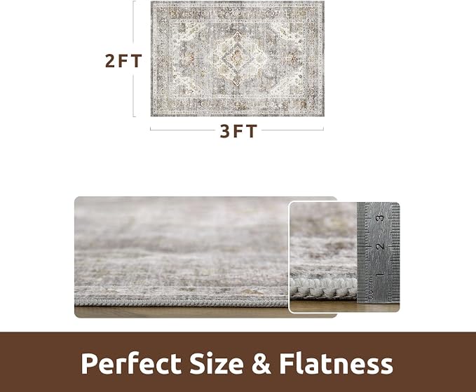 AMOAMI-2X3 Small Rug-Washable Rugs Entryway Mat Indoor-Soft Vintage Non Slip - Image 2