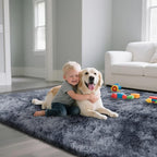 Fluffy Rug Shaggy Area Rug, Mottling Dark Grey 5x8 Area Rugs - Image 4