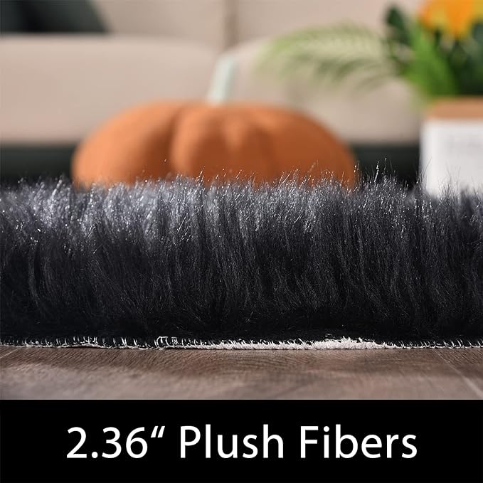 Latepis Shag Rug 6x9, Faux Fur Sheepskin Rug - Image 3