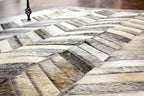 Chevron Pattern Faux Cowhide Area Rug | Non-Slip Leather Carpet - Image 4