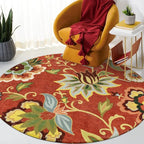 Lahome Red Floral 3 ft Round Rug, Washable Christmas Round Area Rugs Small Non by Lahome