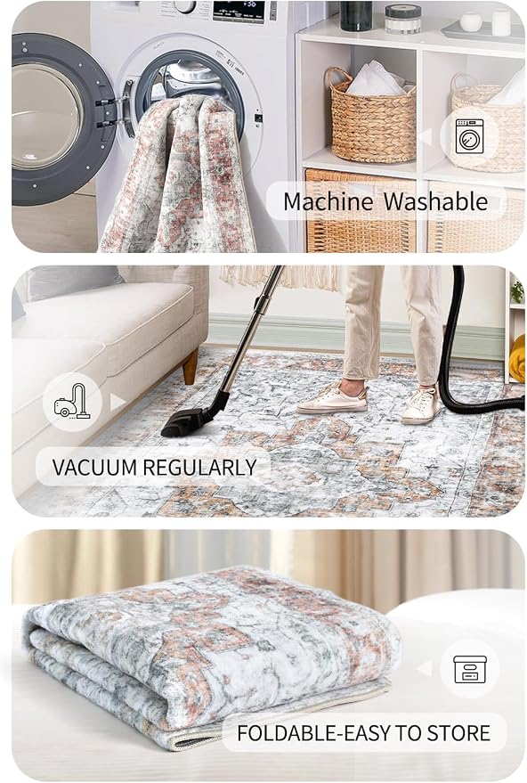 COMSLE 4x6 Rugs for Living Room Washable Area Rugs for Bedroom Faux Wool - Image 4