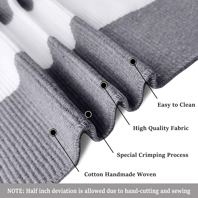 KOZYFLY Striped Outdoor Rug 3x5 Ft Front Door Rug Gray and White Hand Woven - Image 2