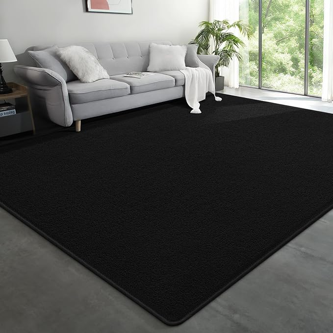 Large Modern Area Rugs for Living Room Bedroom, 5x8 Feet Black Ultra Soft Solid by Unknown