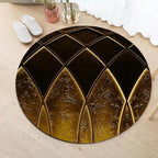 Luxury Black Gold Round Rug Vintage Golden Texture Living Room Circle Area Rugs - Image 2